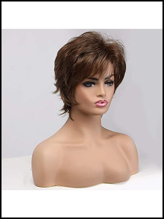 Short Pixie Cut Human Hair Blend Wig, Lightweight Heat Resistant for Women